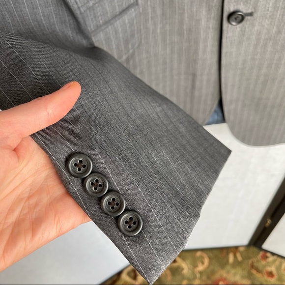 Burberry London Wool Cashmere Nova Check Chelsea Suit Jacket Blazer 40R Gray - Picture 3 of 14